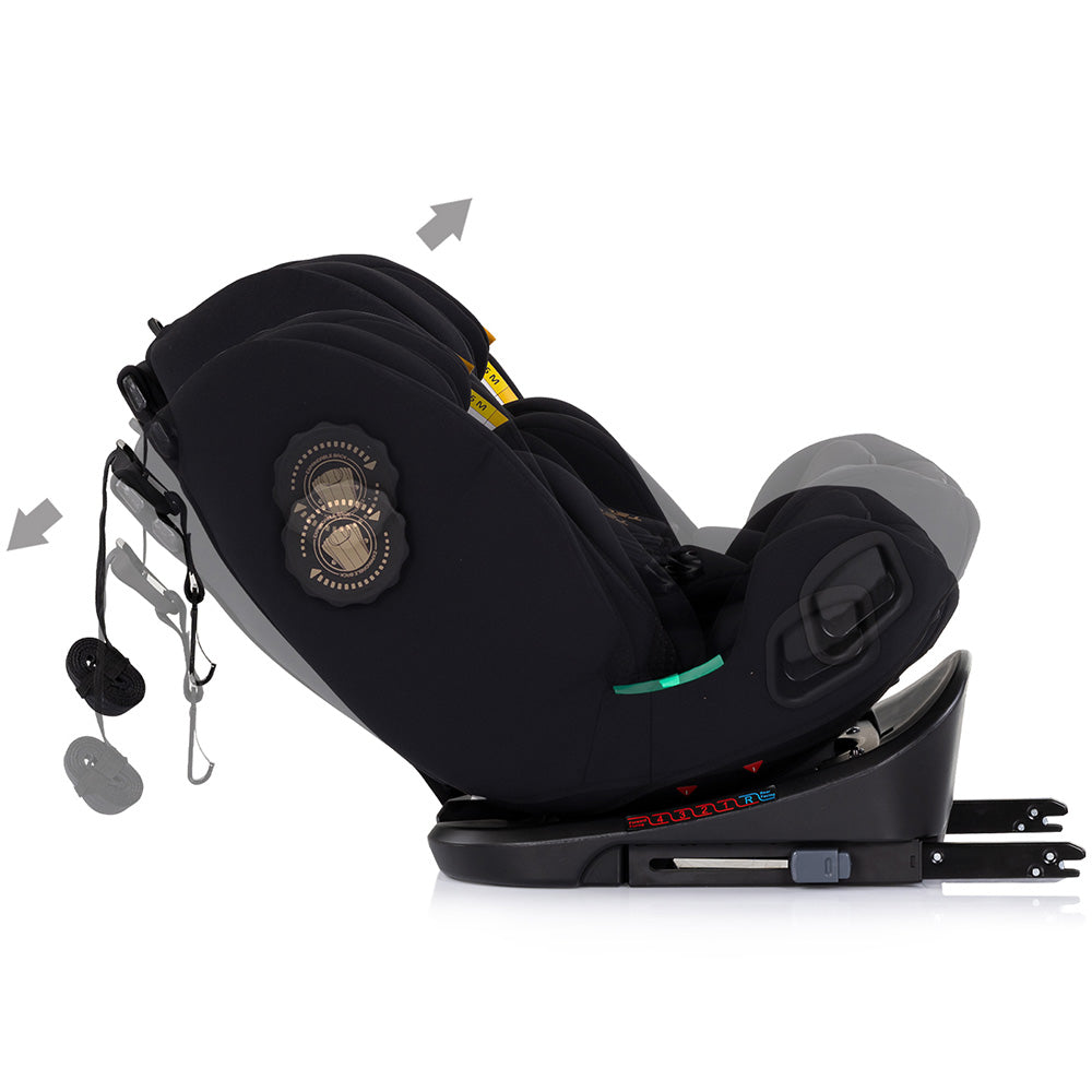 Scaun auto Chipolino Techno iGrow I-Size 40-150 cm cu sistem Isofix si sezut rotativ noir