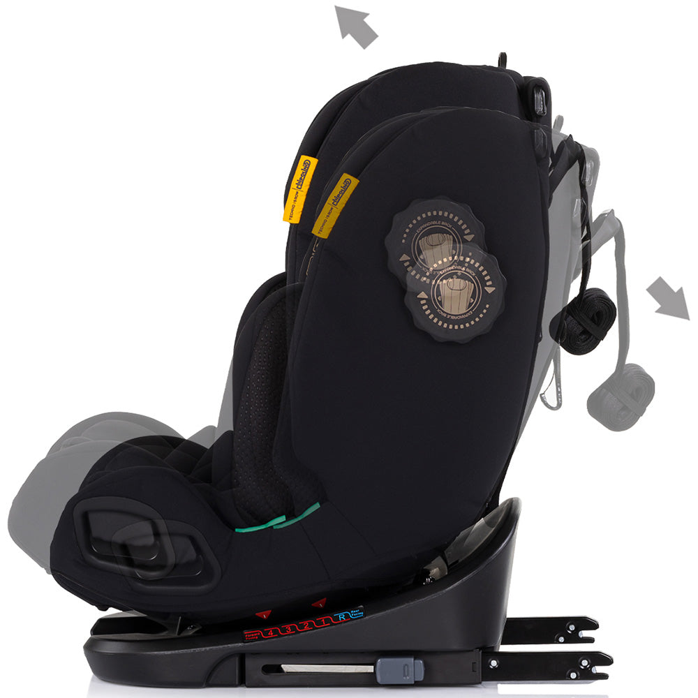 Scaun auto Chipolino Techno iGrow I-Size 40-150 cm cu sistem Isofix si sezut rotativ noir