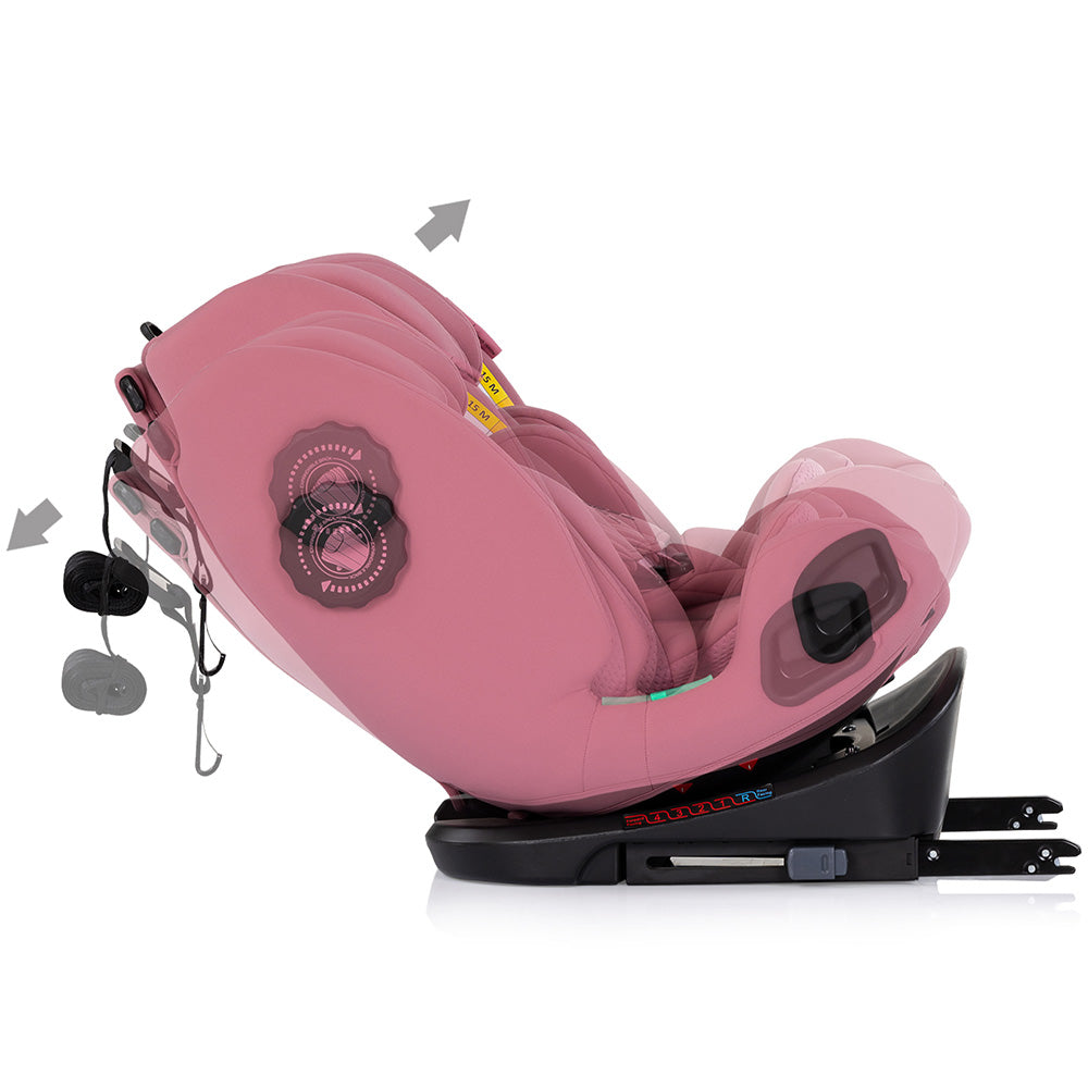 Scaun auto Chipolino Techno iGrow I-Size 40-150 cm cu sistem Isofix si sezut rotativ powder pink