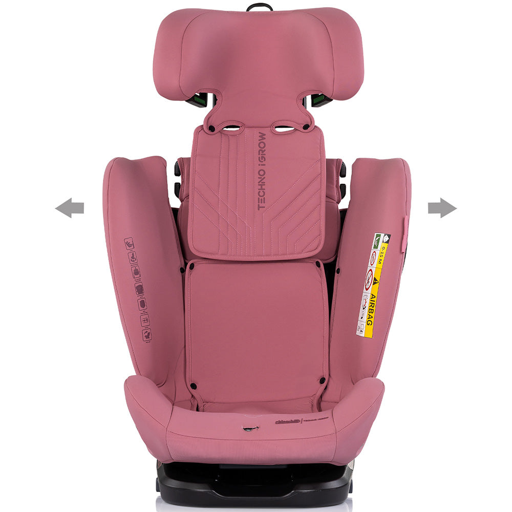 Scaun auto Chipolino Techno iGrow I-Size 40-150 cm cu sistem Isofix si sezut rotativ powder pink