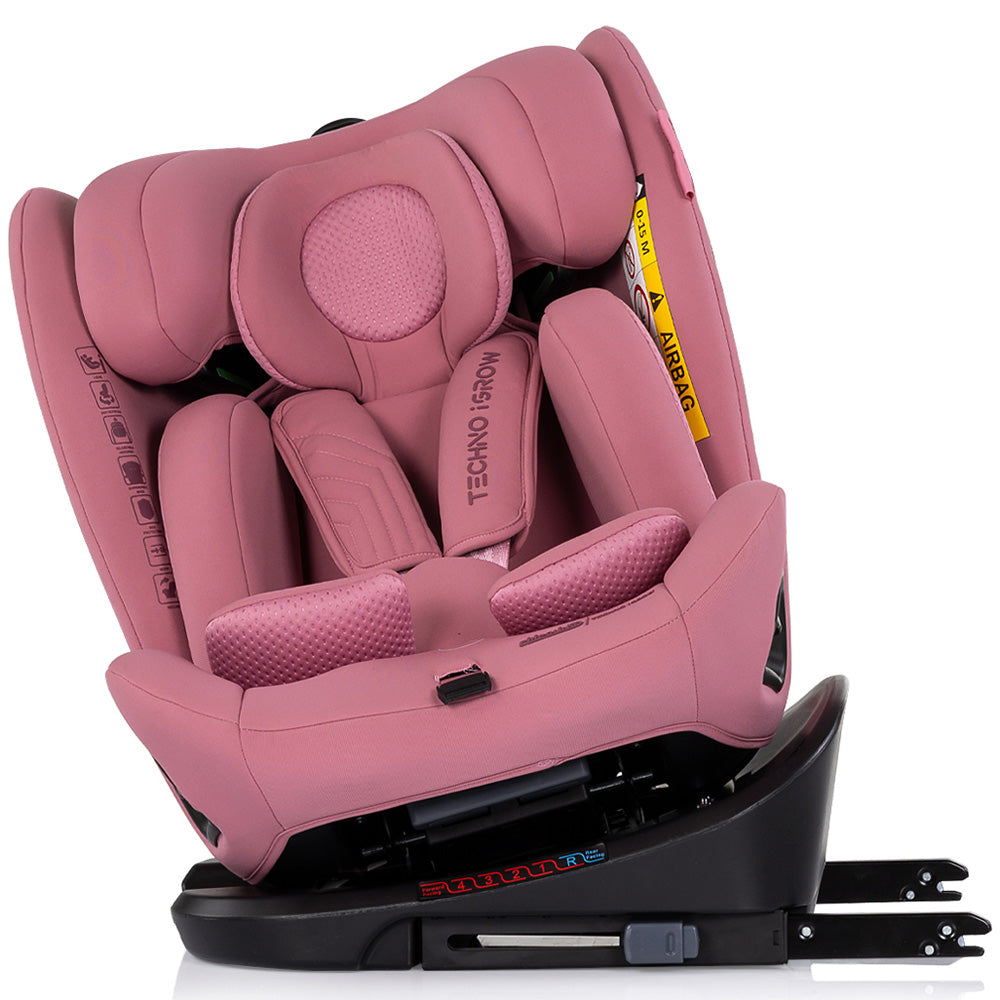 Scaun auto Chipolino Techno iGrow I-Size 40-150 cm cu sistem Isofix si sezut rotativ powder pink