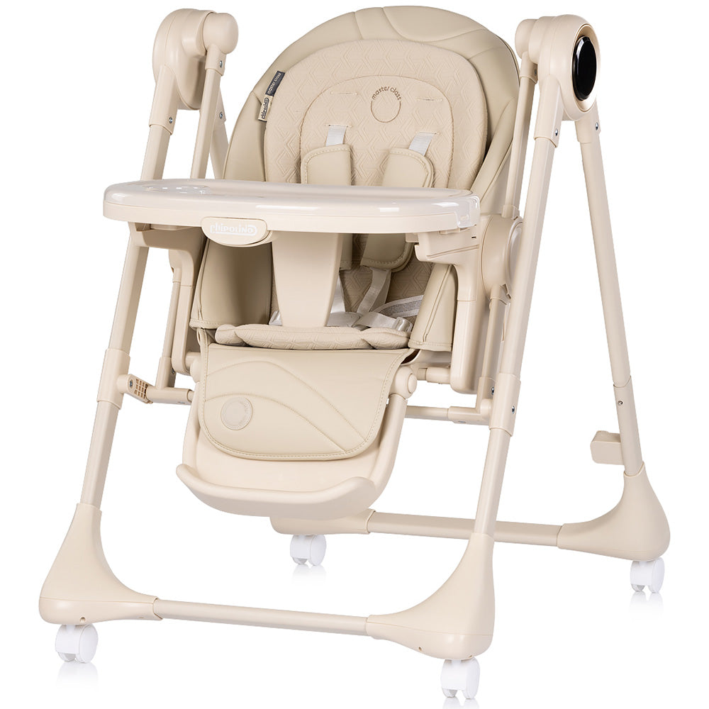 Scaun de masa si leagan electric Chipolino Master Class 2 in 1 latte