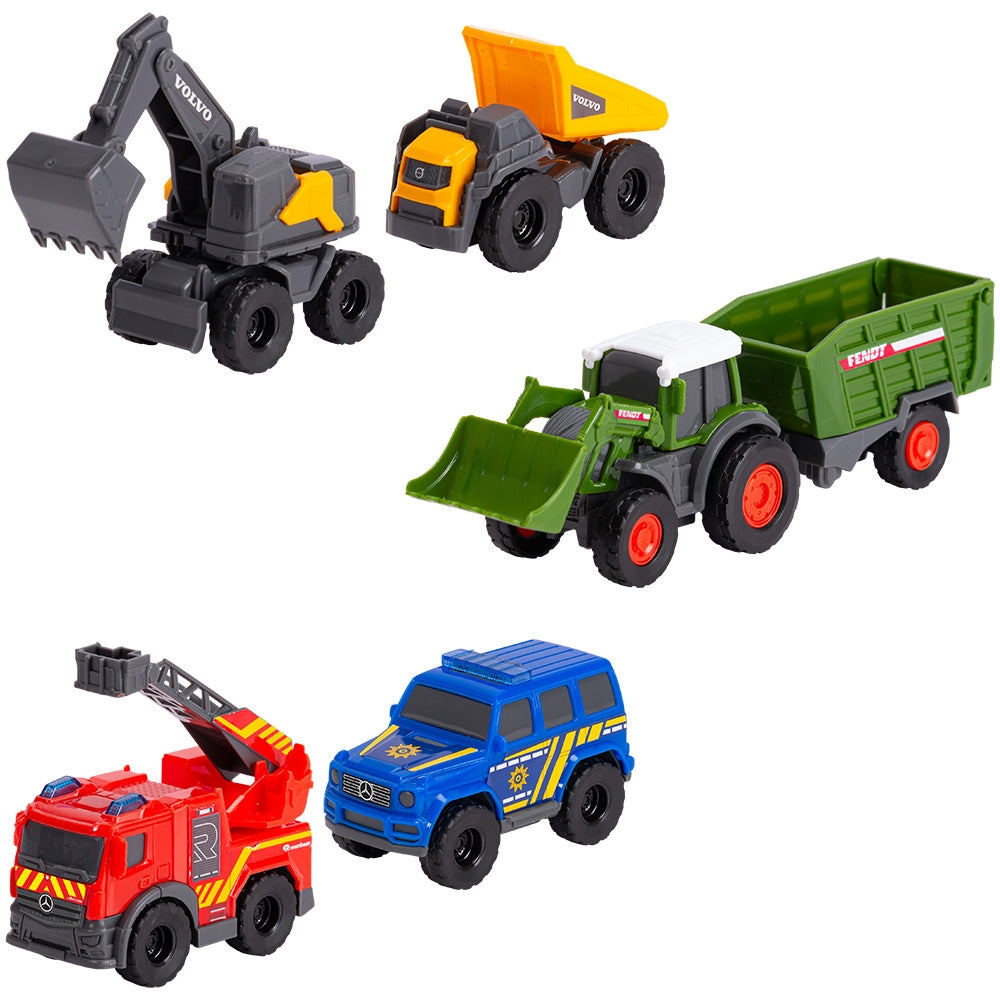Set Dickie Toys Micro City Team 9 cm cu 5 vehicule