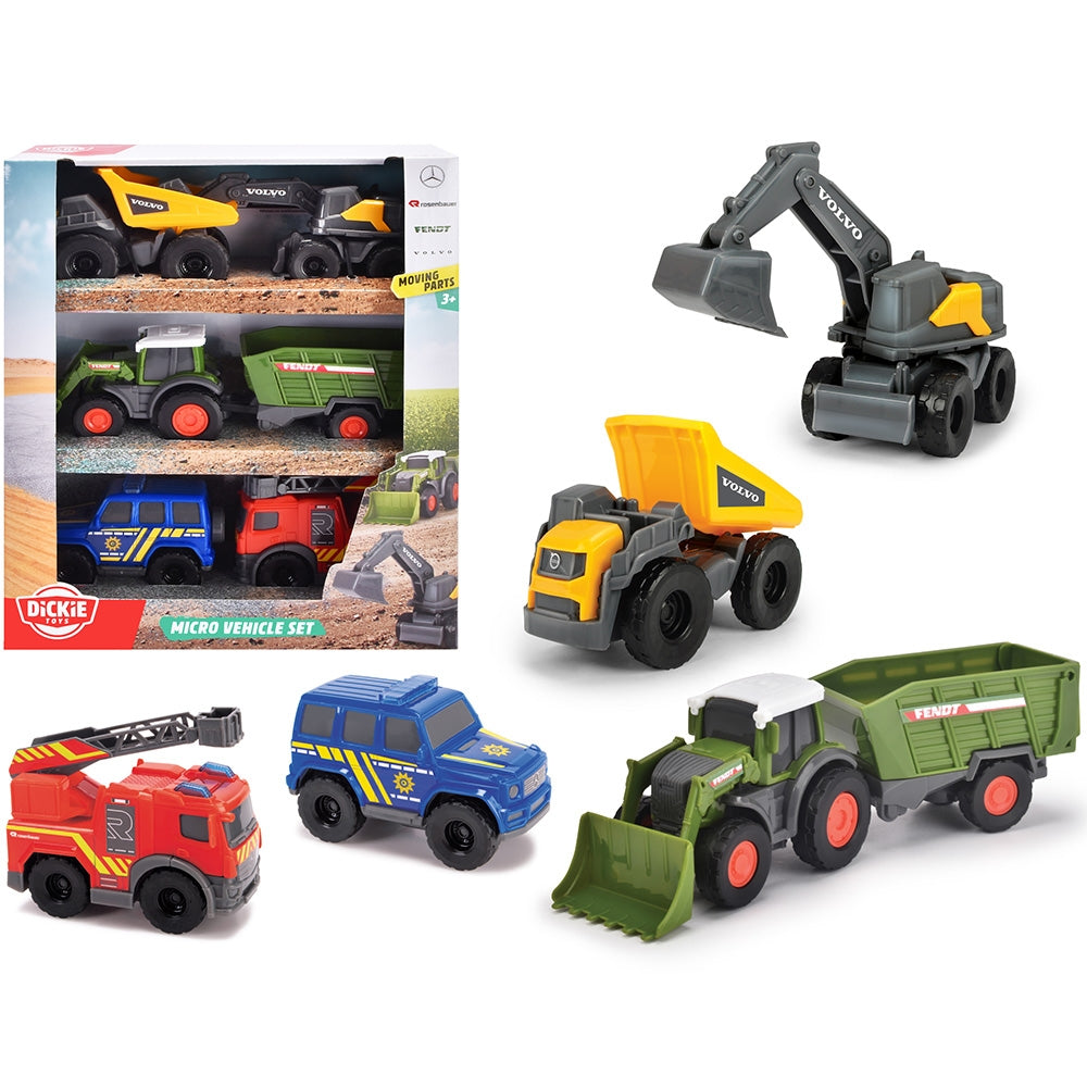 Set Dickie Toys Micro City Team 9 cm cu 5 vehicule