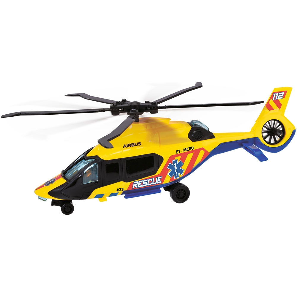 Set Dickie Toys Rescue Transporter 40 cm cu camion, masina, elicopter si accesorii