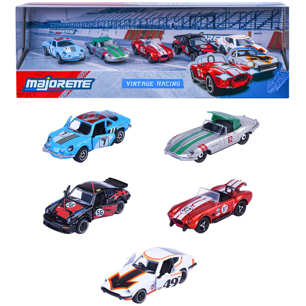 Set Majorette Vintage Racing cu 5 masinute