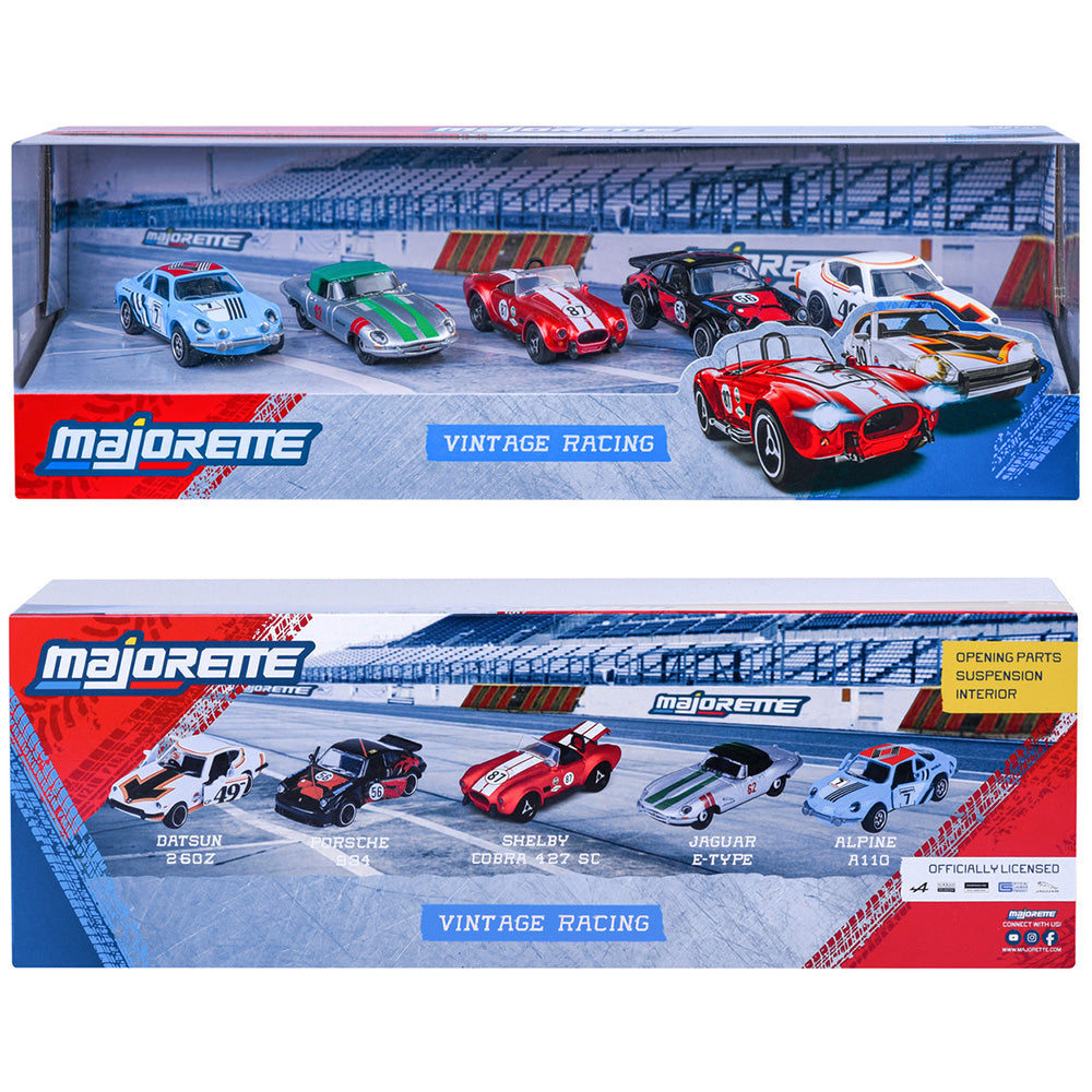 Set Majorette Vintage Racing cu 5 masinute