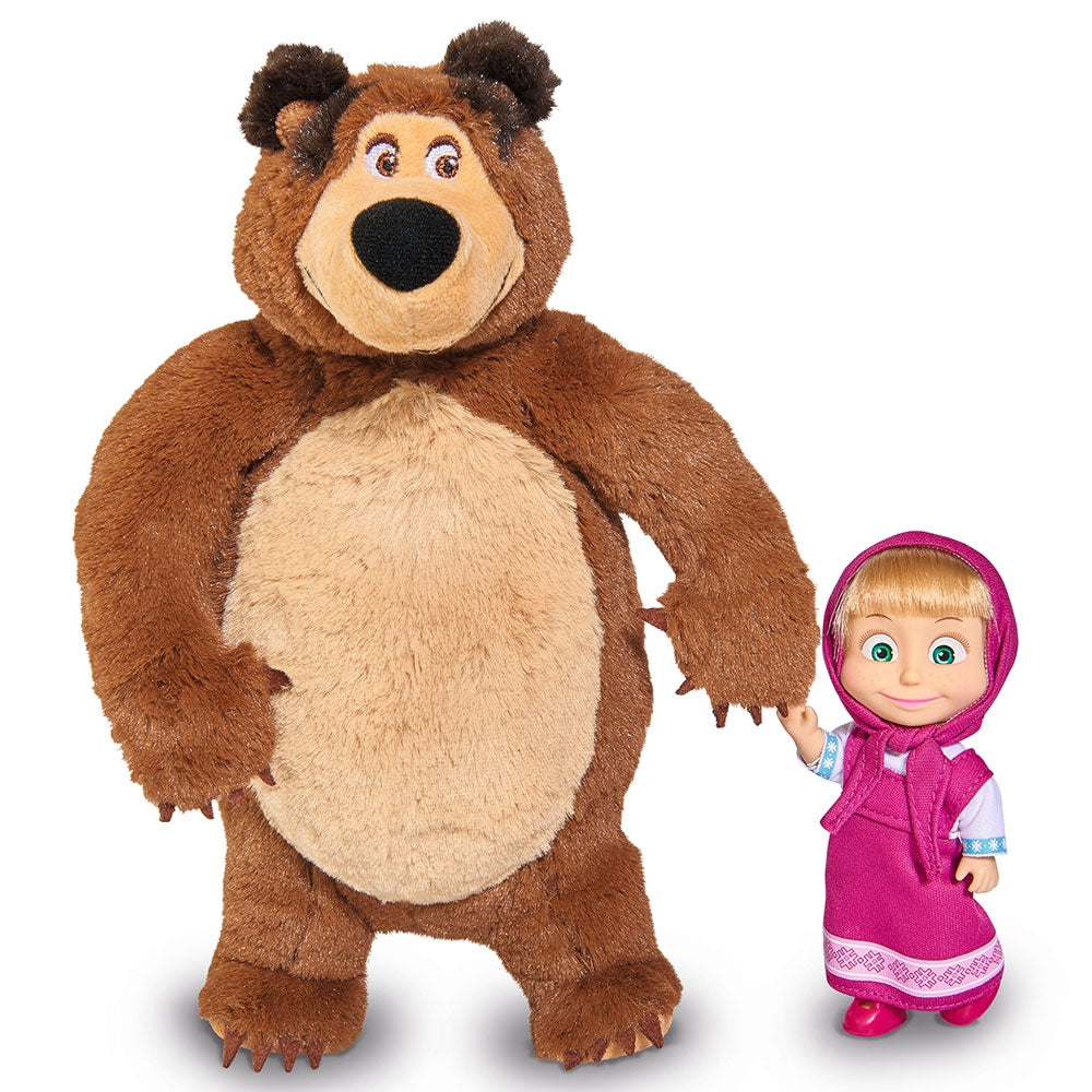 Set Simba Masha and The Bear papusa Masha 12 cm si ursulet de plus 25 cm - gogobaby.ro