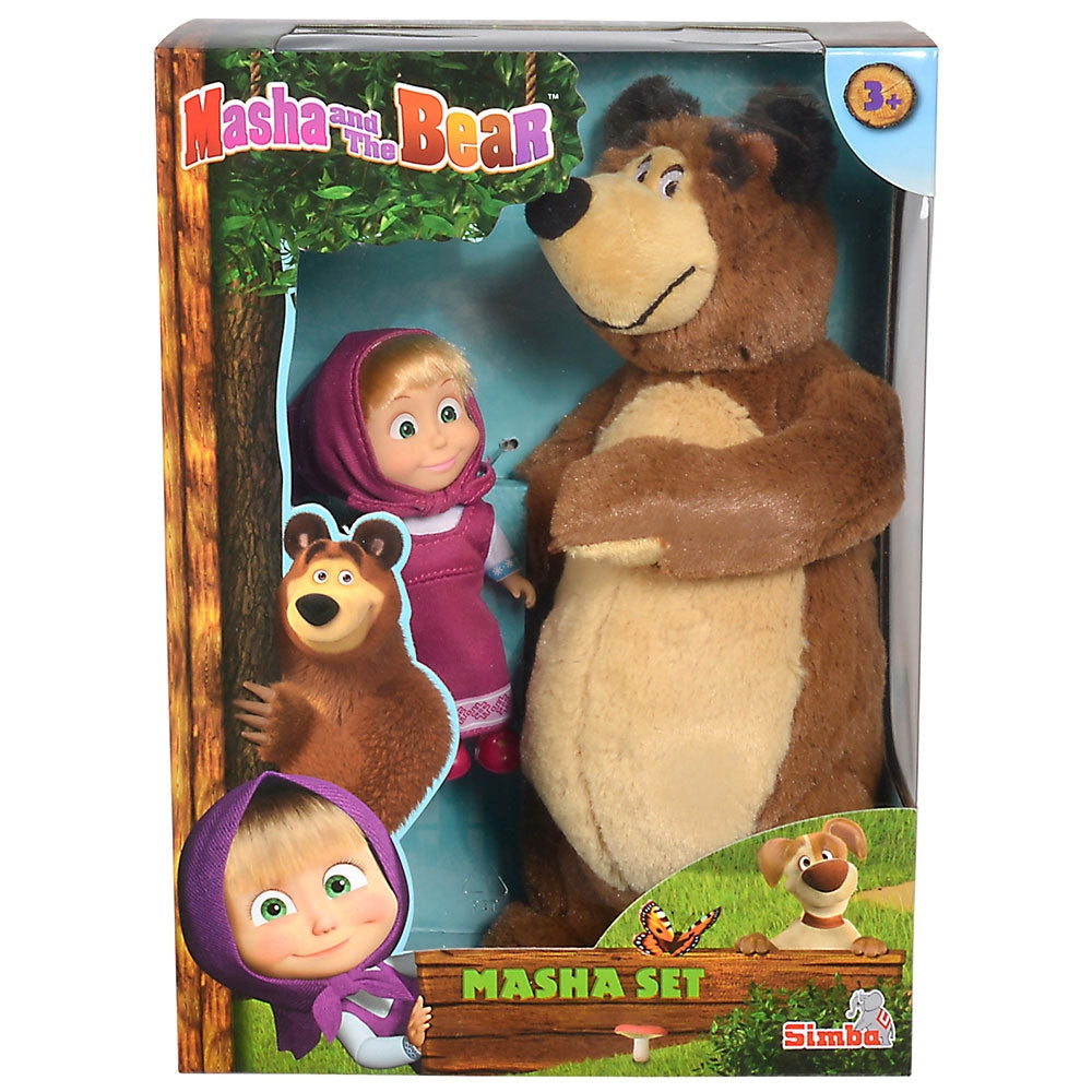 Set Simba Masha and The Bear papusa Masha 12 cm si ursulet de plus 25 cm - gogobaby.ro