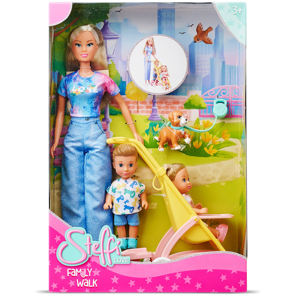 Set Simba Steffi Love Family Walk cu 3 papusi si 2 accesorii