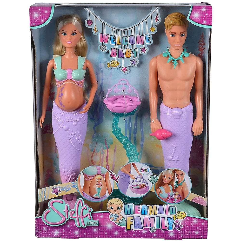 Set Simba Steffi Love Mermaid Family papusa Steffy 29 cm, papusa Kevin 29 cm si accesorii - gogobaby.ro