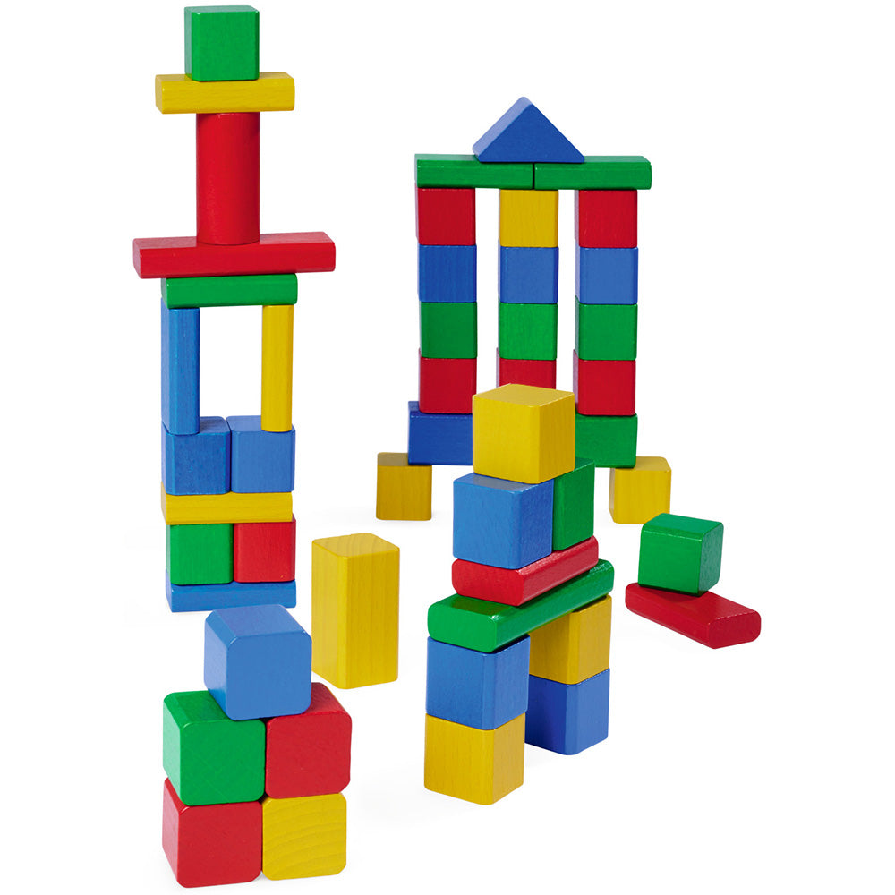Set constructie Eichhorn Colored Wooden Blocks 50 piese