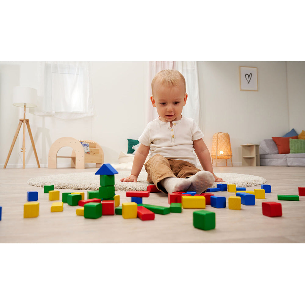 Set constructie Eichhorn Colored Wooden Blocks 50 piese