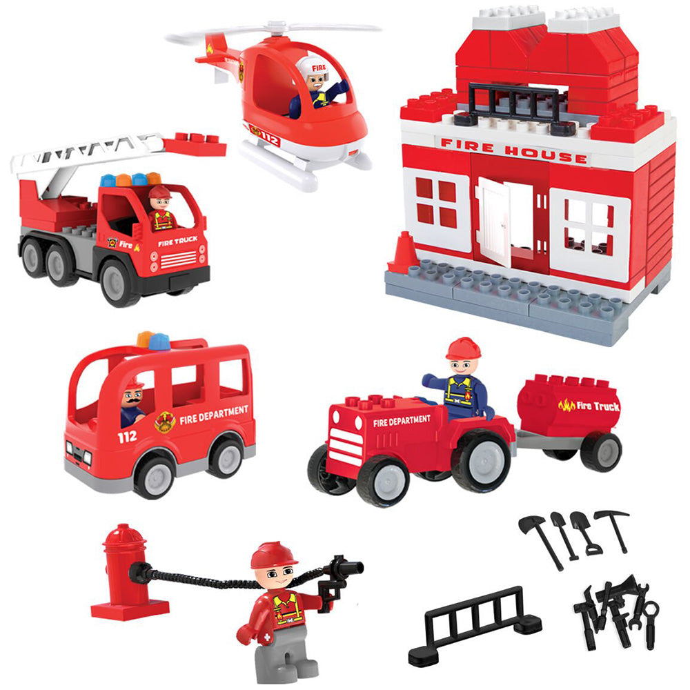 Set constructie Pilsan Double Blocks Fire Station 76 piese