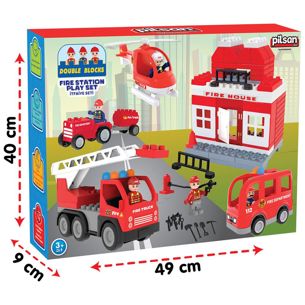 Set constructie Pilsan Double Blocks Fire Station 76 piese