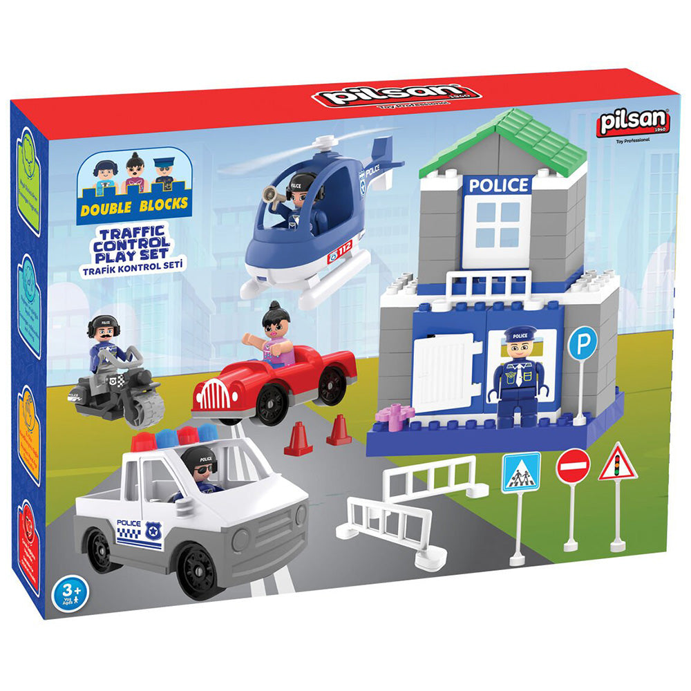 Set constructie Pilsan Double Blocks Traffic Control 57 piese