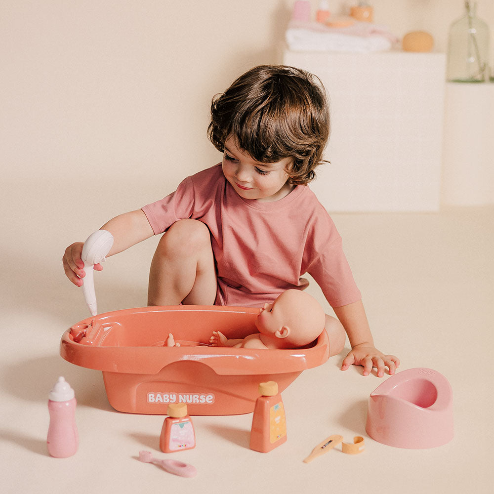 Set de baie pentru papusa Smoby Baby Nurse Bath cu 8 accesorii