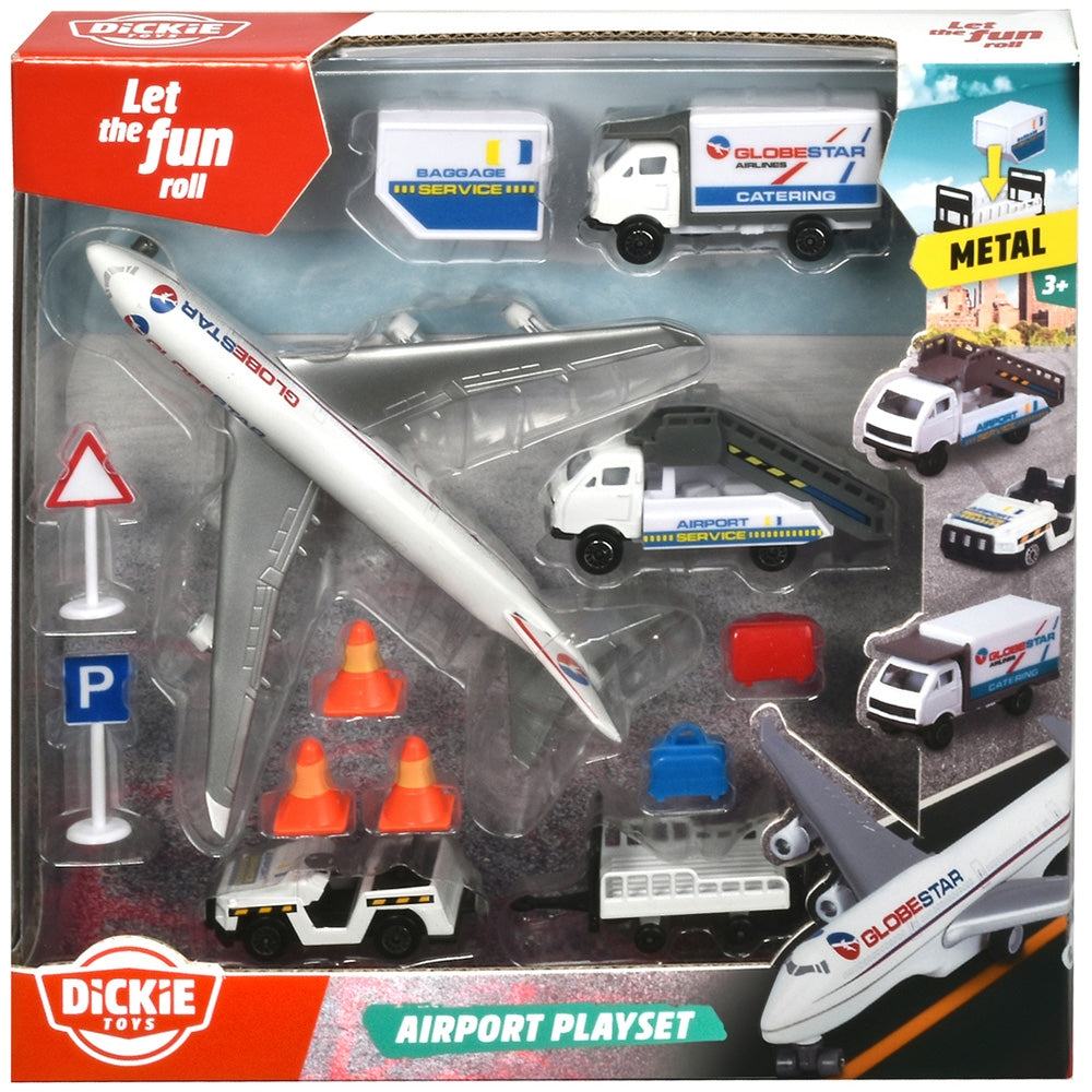 Set de joaca aeroport Dickie Toys Airport Playset cu 13 piese