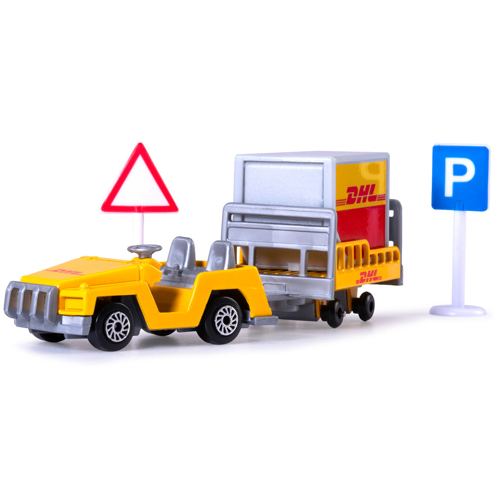 Set de joaca aeroport Dickie Toys DHL Airport Playset cu 13 piese