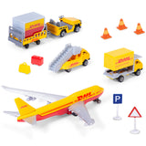 Set de joaca aeroport Dickie Toys DHL Airport Playset cu 13 piese