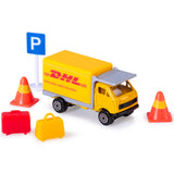 Set de joaca aeroport Dickie Toys DHL Airport Playset cu 13 piese