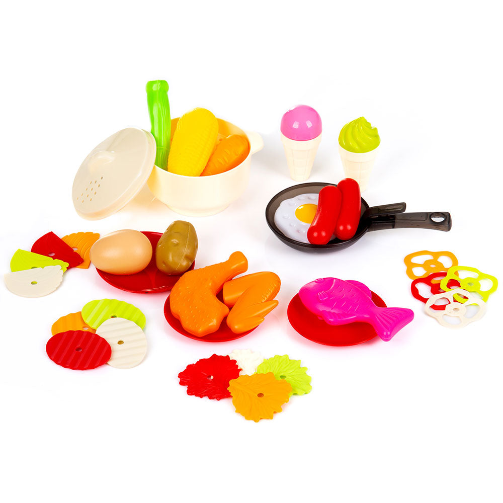 Set jucarie Chipolino Kitchen 93 cm cu sistem de curgere apa, lumini, sunete si 113 accesorii