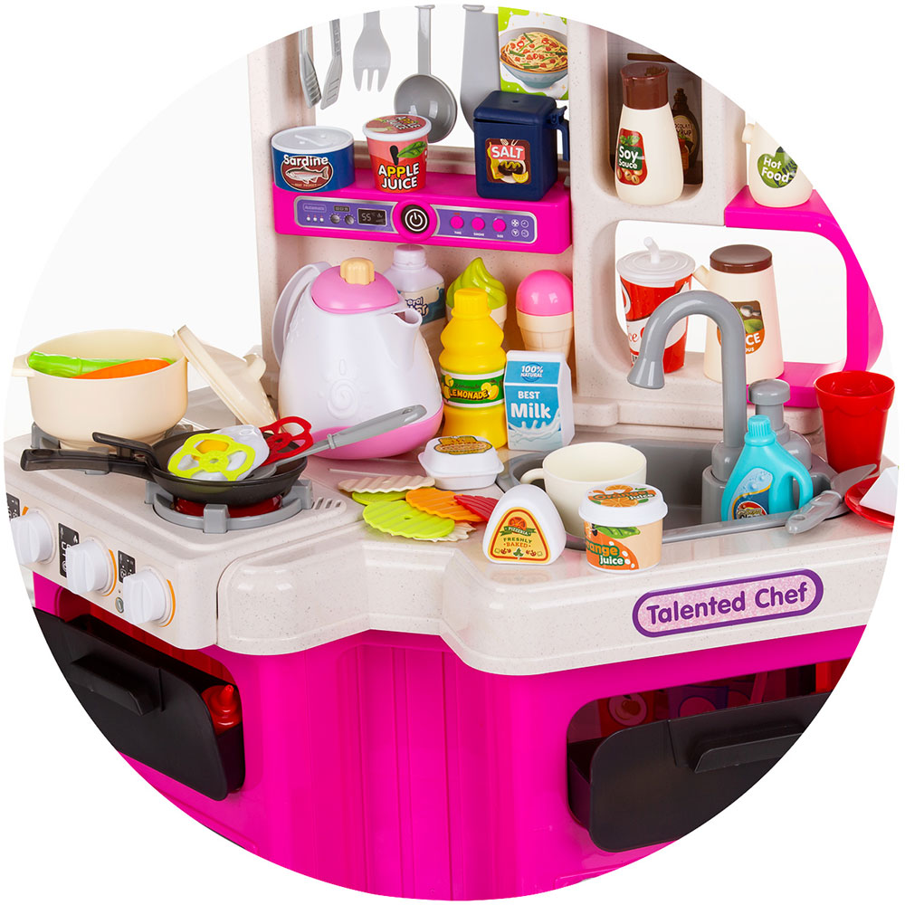 Set jucarie Chipolino Kitchen 93 cm cu sistem de curgere apa, lumini, sunete si 113 accesorii