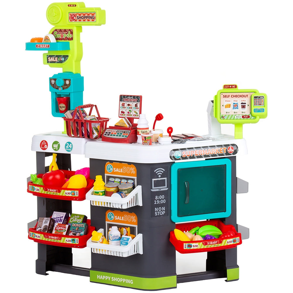 Set jucarie Chipolino Supermarket 87 cm cu lumini, sunete si 81 accesorii