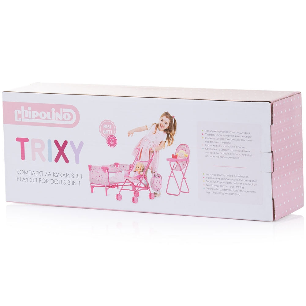 Set jucarii pentru papusi Chipolino Trixy 3 in 1 hearts