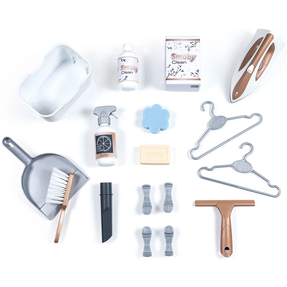 Set spalatorie Smoby Rowenta Wash&Clean Laundry maro cu 17 accesorii