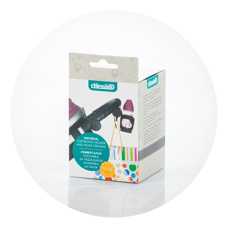 Suport universal pentru pahar si carlig de geanta pentru carucioare Chipolino black - gogobaby.ro