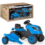 Tractor cu pedale si remorca Smoby Farmer XL albastru