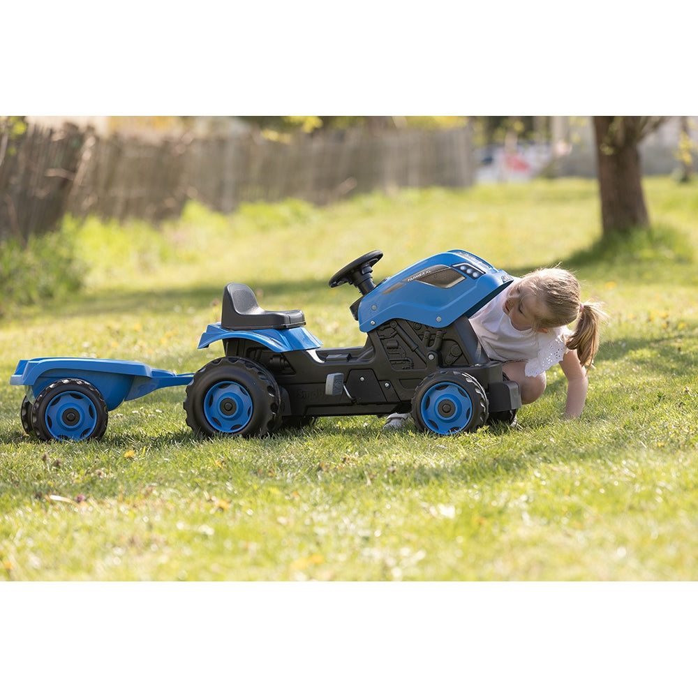 Tractor cu pedale si remorca Smoby Farmer XL albastru