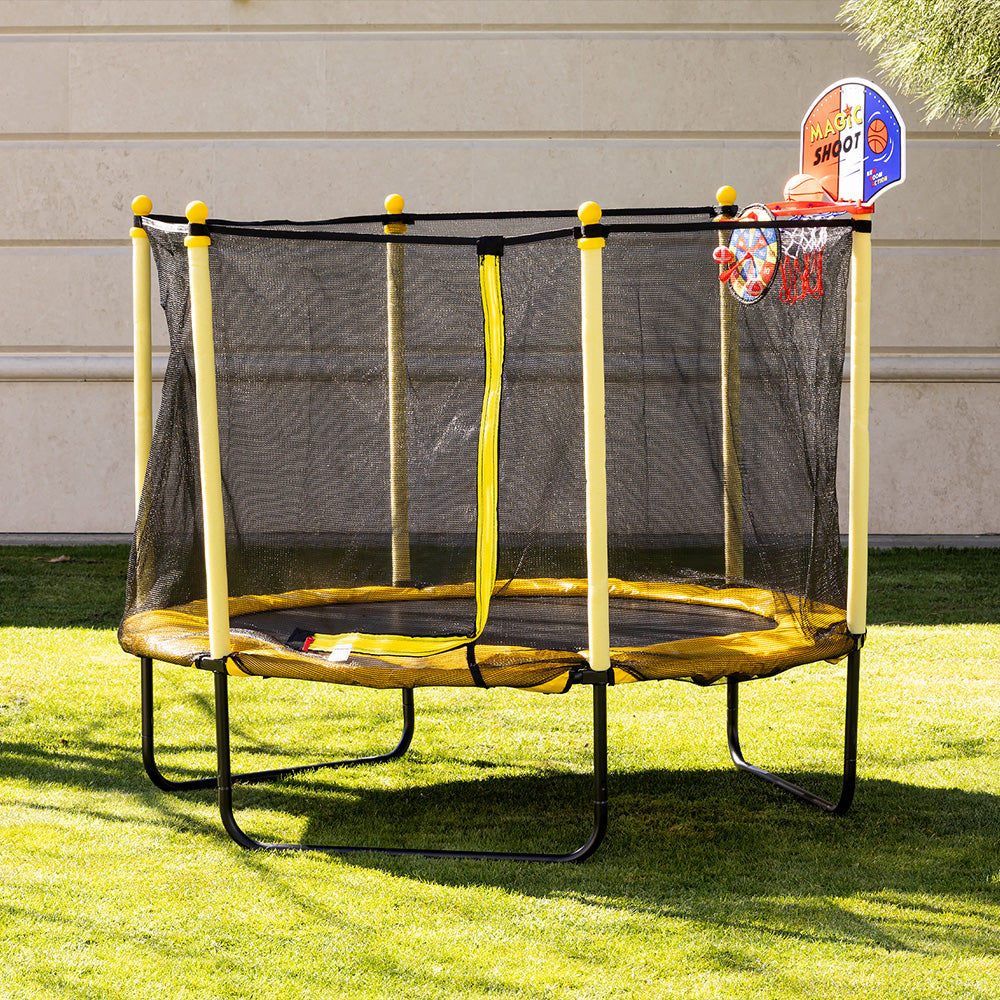 Trambulina Chipolino Sporty 140 cm cu cos baschet yellow - gogobaby.ro