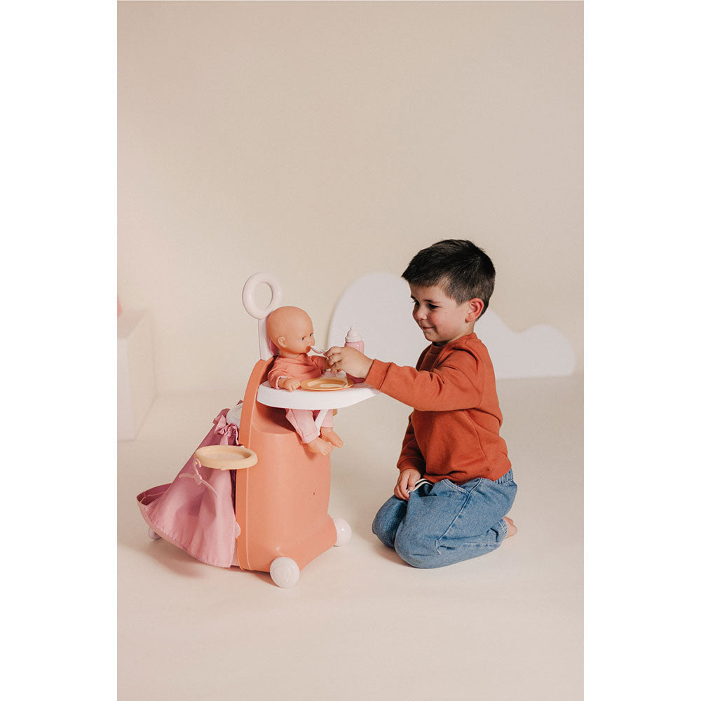 Valiza multifunctionala pentru papusi Smoby Baby Nurse Nursery Suitcase 3 in 1 cu 6 accesorii