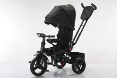 Tricicleta multifunctionala, L-Sun Star, Ansamblu muzica si lumini led, Gentuta mamici, Coș jucarii, NEGRU