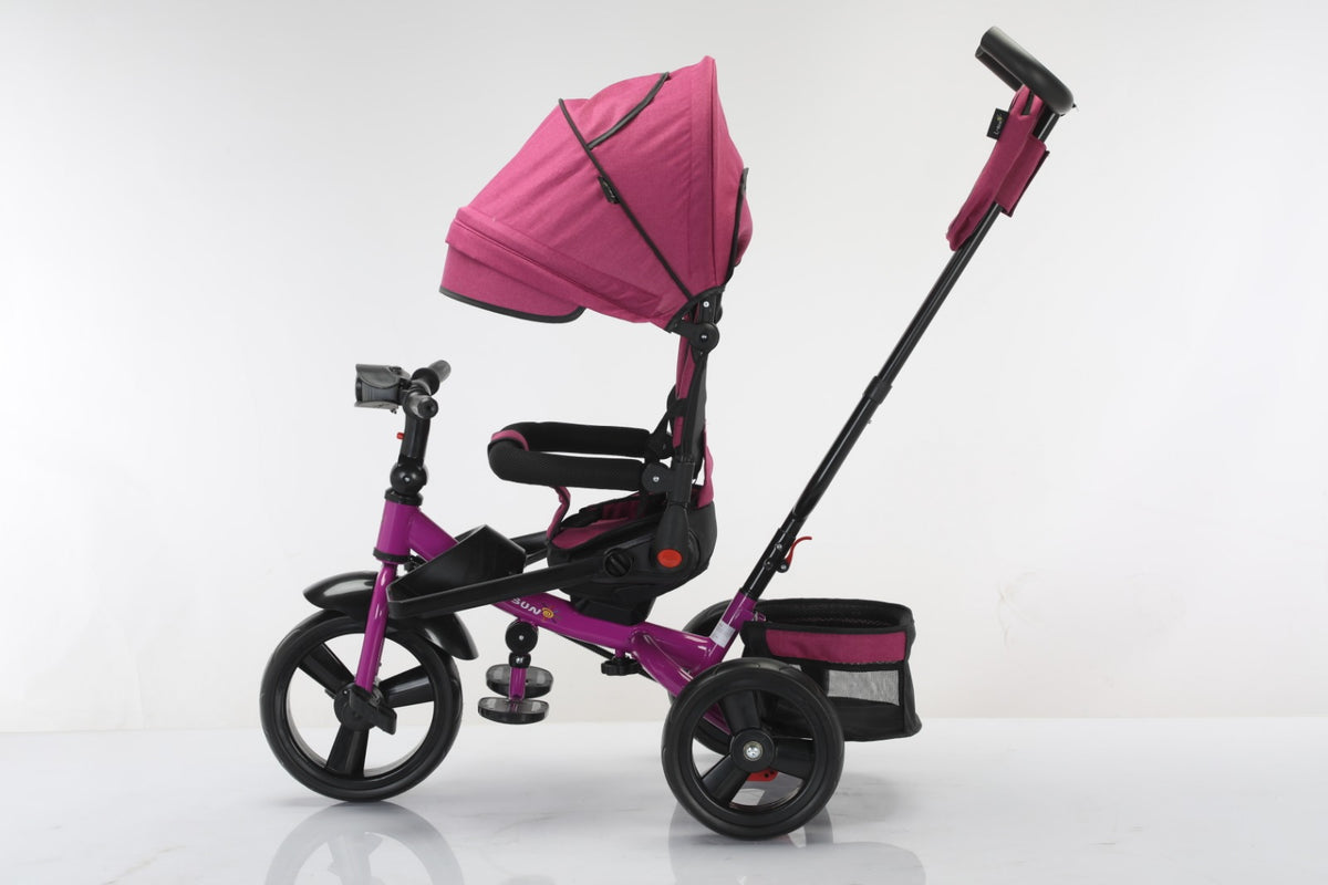 Tricicleta multifunctionala, L-Sun Star, Ansamblu muzica si lumini led, Gentuta mamici, Coș jucarii, MOV