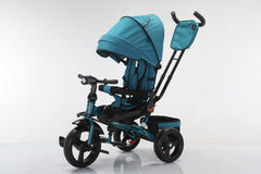 Tricicleta multifunctionala, L-Sun Star, Ansamblu muzica si lumini led, Gentuta mamici, Coș jucarii, VERDE