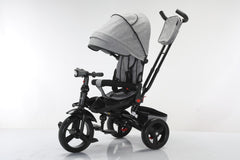 Tricicleta multifunctionala, L-Sun Star, Ansamblu muzica si lumini led, Geanta Mamici, Coș jucarii, GRI