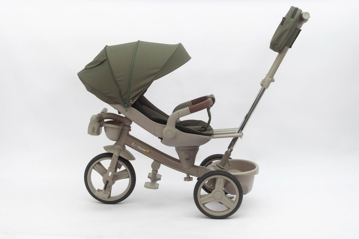Tricicleta multifunctionala L-Sun BabyRelax VERDE - cadru BEJ