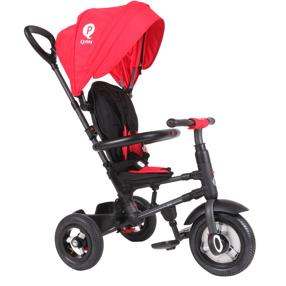 Tricicleta cu roti de cauciuc Qplay Rito Rubber Rosu - gogobaby.ro
