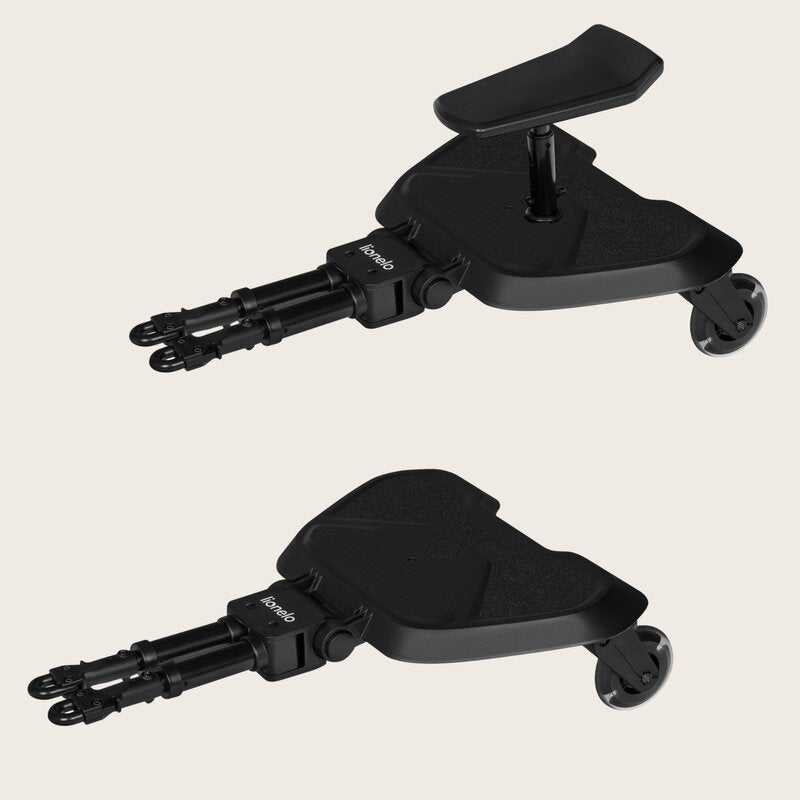 Adaptor universal carucior pentru al doilea copil, Lionelo, Buggy Board, 2 in 1, 3 pozitii reglare sezut pe inaltime, Platforma antiderapanta, Roti cu lumini colorate, Sustine 25 kg, Negru