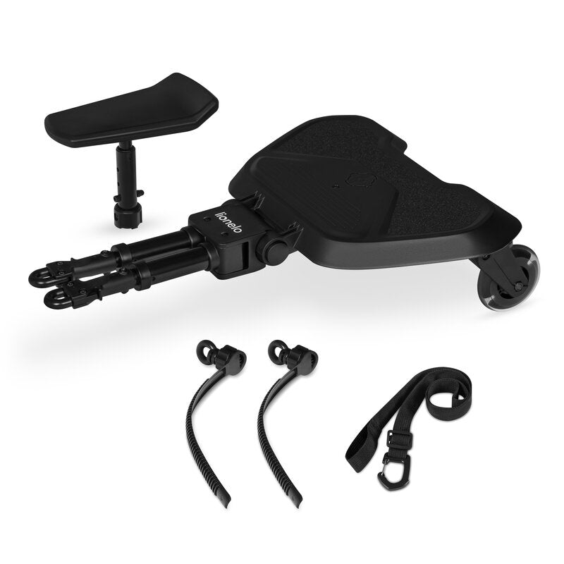 Adaptor universal carucior pentru al doilea copil, Lionelo, Buggy Board, 2 in 1, 3 pozitii reglare sezut pe inaltime, Platforma antiderapanta, Roti cu lumini colorate, Sustine 25 kg, Negru