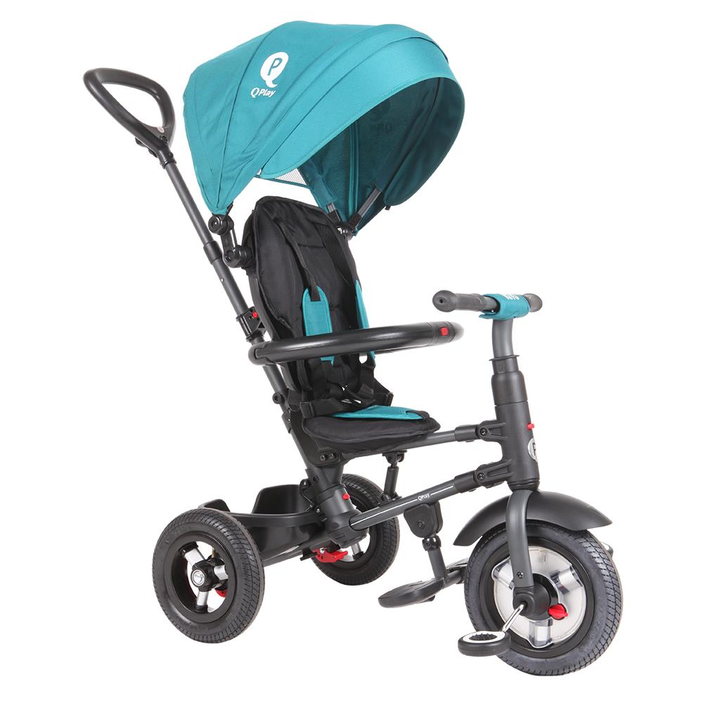 Tricicleta cu roti de cauciuc Qplay Rito Rubber Albastru Deschis - gogobaby.ro