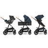 Carucior 3 in 1, Lionelo, Amber, Cadru aluminiu, Cu landou intarit si salteluta moale, Cu scoica auto testata ADAC, Reversibil, Cu accesorii, Geanta parinti, Pana la 22 kg, EN1888-1 EN1888-2 EN1466 ECE R129, Albastru