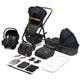Carucior 3 in 1, Lionelo, Amber, Cadru aluminiu, Cu landou intarit si salteluta moale, Cu scoica auto testata ADAC, Reversibil, Cu accesorii, Geanta parinti, Pana la 22 kg, EN1888-1 EN1888-2 EN1466 ECE R129, Albastru