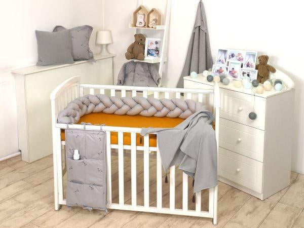 Jolie - Protectie impletita pentru patut si baby nest Pure Grey, 210*21CM - gogobaby.ro