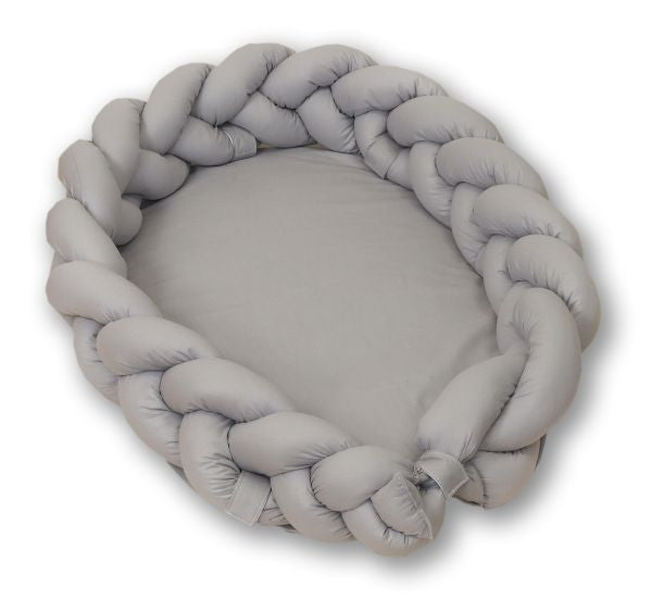 Jolie - Protectie impletita pentru patut si baby nest Pure Grey, 210*21CM - gogobaby.ro