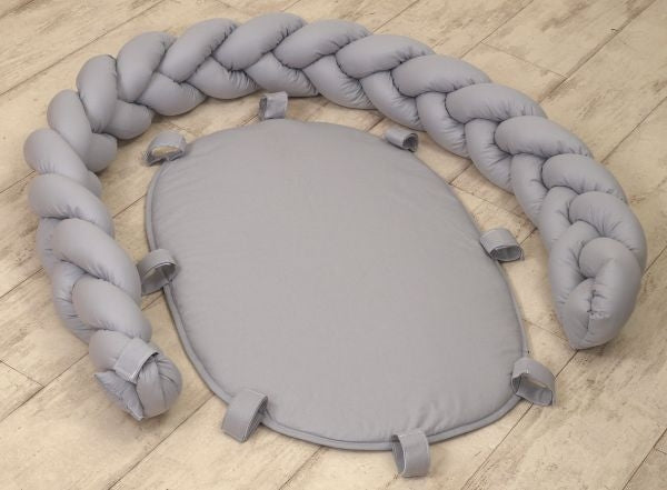 Jolie - Protectie impletita pentru patut si baby nest Pure Grey, 210*21CM - gogobaby.ro
