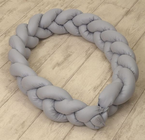 Jolie - Protectie impletita pentru patut si baby nest Pure Grey, 210*21CM - gogobaby.ro